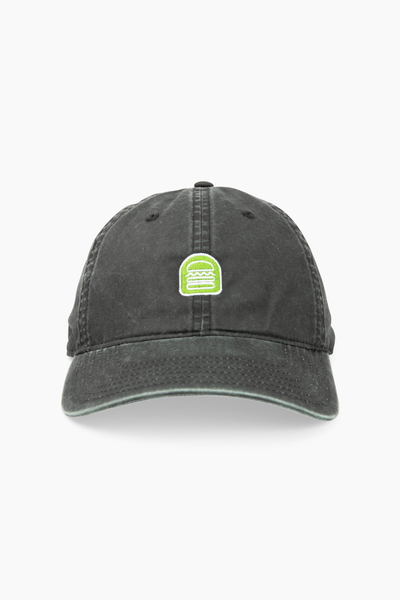 Grey dad hat with an embroidered Shake Shack logo on the front