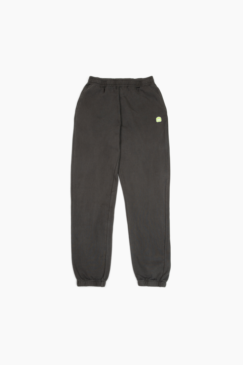 Black sweatpants with an embroidered Shake Shack logo on the left pant leg